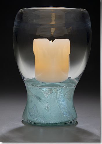 Aqua Cremation Ash Small Candle Holder